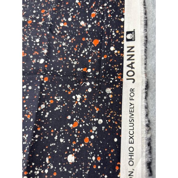 Joann Black Cotton Fabric Orange White Splatter Paint Design 24"x44" - Picture 8 of 10